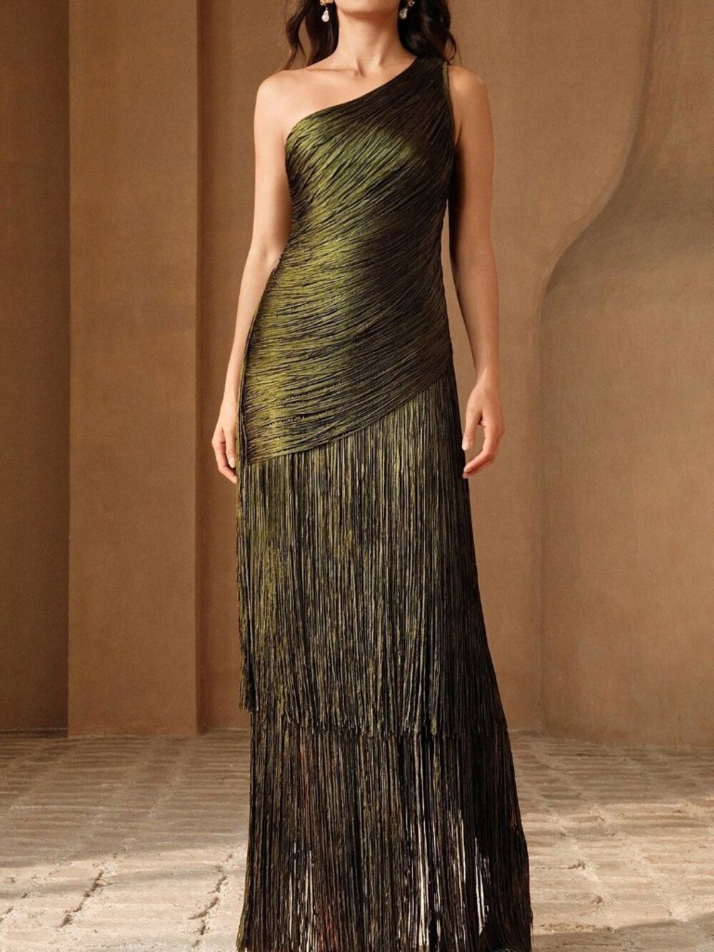 Army Green Elegant Women's Tassel Vacation Party Ball Gown